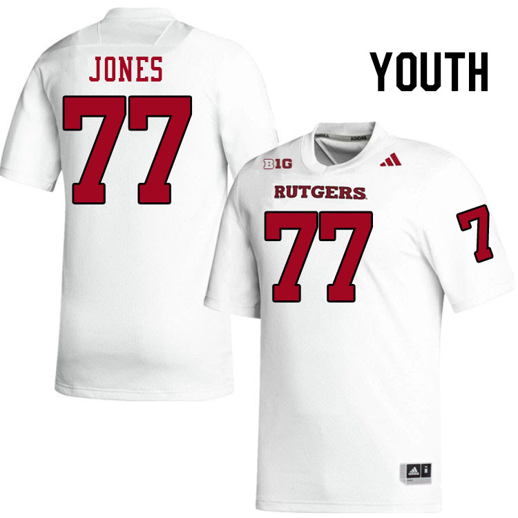 Youth #77 Kenny Jones Rutgers Scarlet Knights 2024 College Football Jerseys Stitched-White